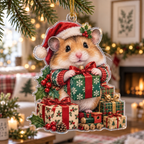 Hamster Acrylic Christmas Ornament — digital product visualization