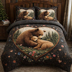 Hearthside Love quilted 3-piece bedding set on a made bed with two matching pillow shams