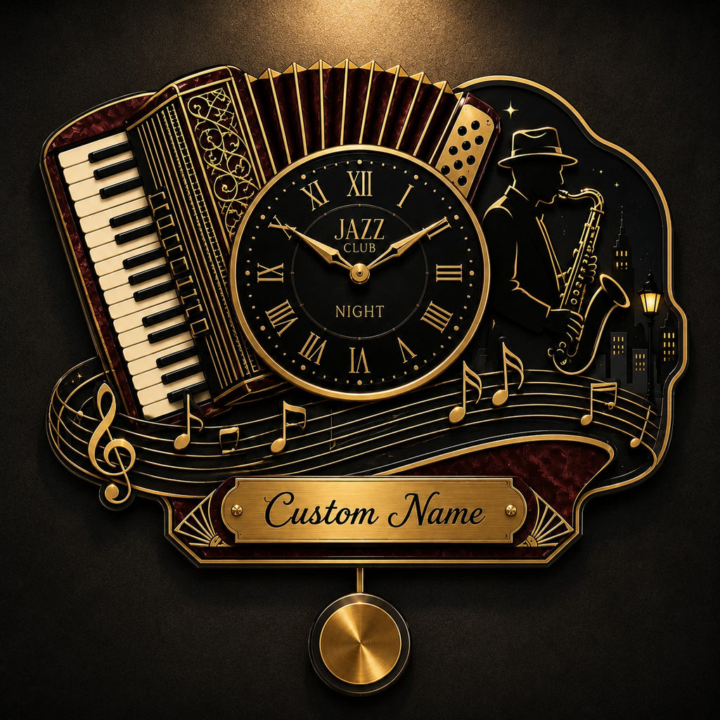 Jazz Custom Name Wall Clock — personalized with a custom name