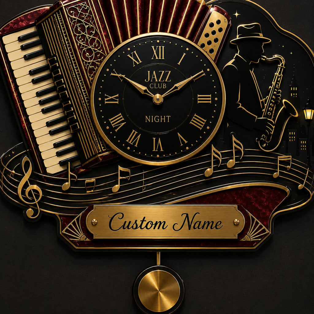 Jazz Custom Name Wall Clock — personalized with a custom name