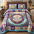 His Grace And Peace quilted 3-piece bedding set on a made bed with two matching pillow shams