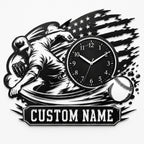 Personalized Baseball Pitchers Wall Clock with a custom name set into the design