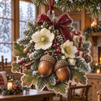 Holiday Acorn Acrylic Christmas Ornament — digital product visualization