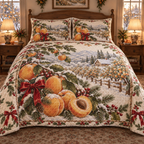 Holiday Apricot Christmas 3-Piece Quilted Bedding Set — digital product visualization