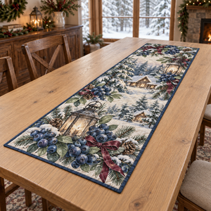 Holiday Bilberry Christmas Quilted Table Runner