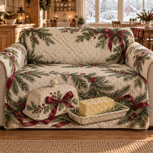Holiday Butter Dish Christmas Quilted Sofa Cover