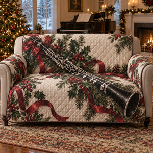 Holiday Clarinet Christmas Quilted Sofa Cover
