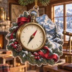 Holiday Compass Acrylic Christmas Ornament — digital product visualization