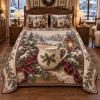 Holiday Creamer Christmas 3-Piece Quilted Bedding Set — digital product visualization