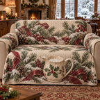 Holiday Creamer Christmas Quilted Sofa Cover — digital product visualization
