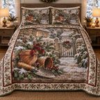 Holiday Garden Trowel Christmas 3-Piece Quilted Bedding Set — digital product visualization