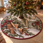 Holiday Garden Trowel Quilted Christmas Tree Skirt — digital product visualization