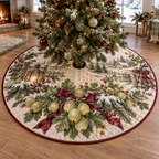 Holiday Gooseberry Quilted Christmas Tree Skirt — digital product visualization