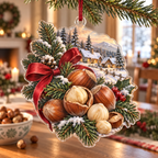 Holiday Hazelnut Acrylic Christmas Ornament — digital product visualization