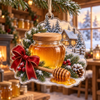 Holiday Honey Jar Acrylic Christmas Ornament — digital product visualization