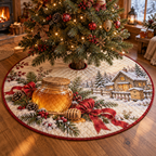 Holiday Honey Jar Quilted Christmas Tree Skirt — digital product visualization