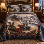 Holiday Inkwell Christmas 3-Piece Quilted Bedding Set — digital product visualization