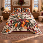 Holiday Kumquat Christmas 3-Piece Quilted Bedding Set — digital product visualization