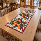 Holiday Kumquat Christmas Quilted Table Runner — digital product visualization