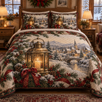 Holiday Lantern Christmas 3-Piece Quilted Bedding Set — digital product visualization