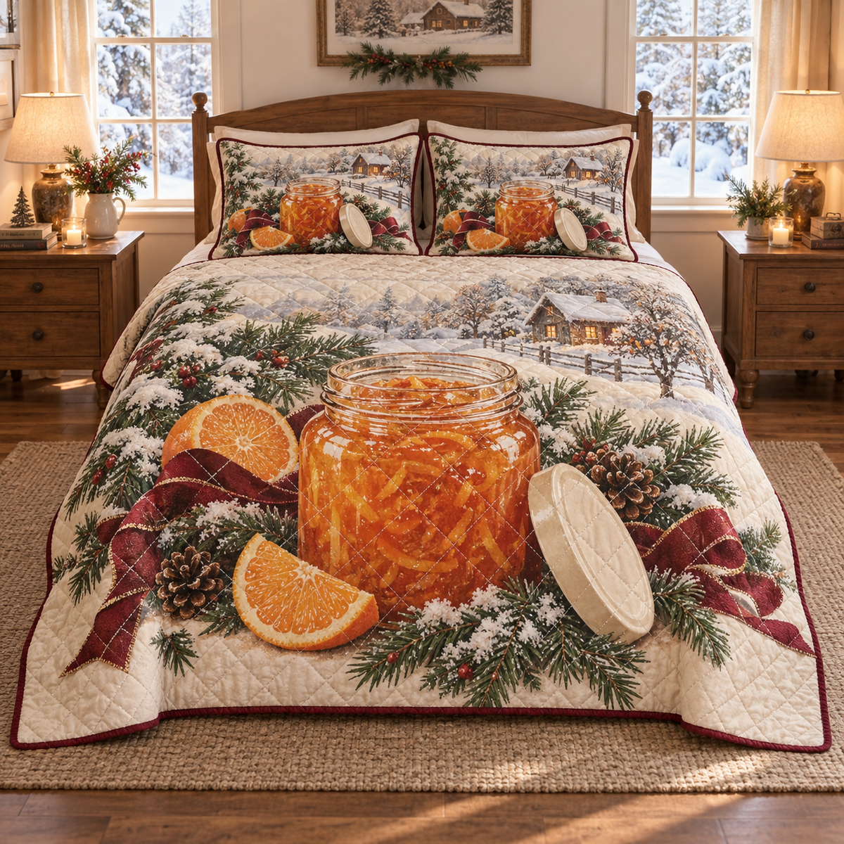 Holiday Marmalade Christmas 3-Piece Quilted Bedding Set — digital product visualization