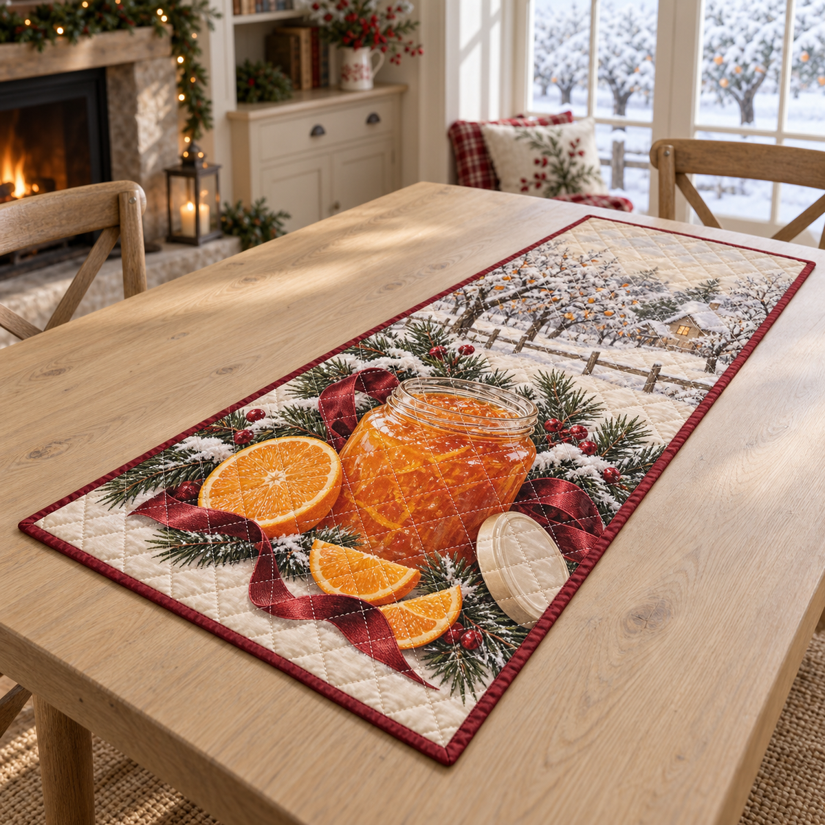 Holiday Marmalade Christmas Quilted Table Runner — digital product visualization