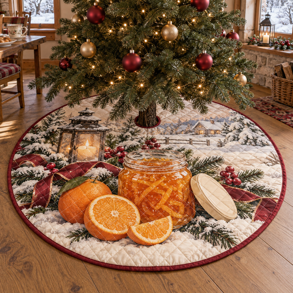 Holiday Marmalade Quilted Christmas Tree Skirt — digital product visualization