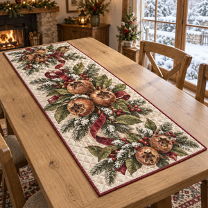 Holiday Medlar Christmas Quilted Table Runner
