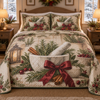 Holiday Mortar and Pestle Christmas 3-Piece Quilted Bedding Set — digital product visualization