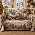 Holiday Mortar and Pestle Christmas Quilted Sofa Cover — digital product visualization