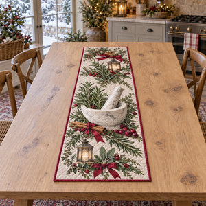 Holiday Mortar and Pestle Christmas Quilted Table Runner