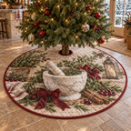 Holiday Mortar and Pestle Quilted Christmas Tree Skirt — digital product visualization