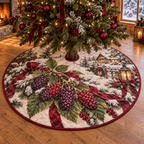 Holiday Mulberry Quilted Christmas Tree Skirt — digital product visualization