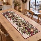 Holiday Olive Christmas Quilted Table Runner — digital product visualization