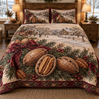 Holiday Pecan Christmas 3-Piece Quilted Bedding Set — digital product visualization
