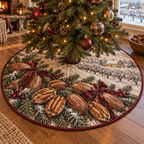 Holiday Pecan Quilted Christmas Tree Skirt — digital product visualization