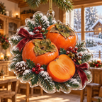 Holiday Persimmon Acrylic Christmas Ornament — digital product visualization