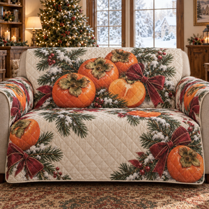 Holiday Persimmon Christmas Quilted Sofa Cover