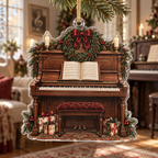 Holiday Piano Acrylic Christmas Ornament — digital product visualization