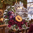 Holiday Plum Acrylic Christmas Ornament — digital product visualization