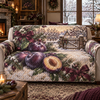 Holiday Plum Christmas Quilted Sofa Cover — digital product visualization