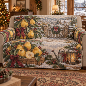 Holiday Quince Christmas Quilted Sofa Cover