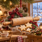 Holiday Rolling Pin Acrylic Christmas Ornament — digital product visualization