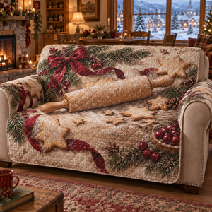 Holiday Rolling Pin Christmas Quilted Sofa Cover