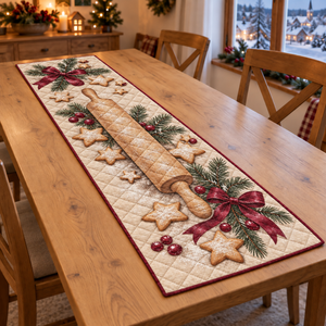 Holiday Rolling Pin Christmas Quilted Table Runner
