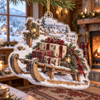 Holiday Sled Acrylic Christmas Ornament — digital product visualization