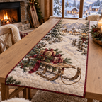 Holiday Sled Christmas Quilted Table Runner — digital product visualization