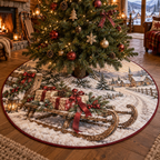 Holiday Sled Quilted Christmas Tree Skirt — digital product visualization