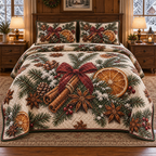 Holiday Star Anise Christmas 3-Piece Quilted Bedding Set — digital product visualization