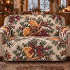 Holiday Star Anise Christmas Quilted Sofa Cover — digital product visualization